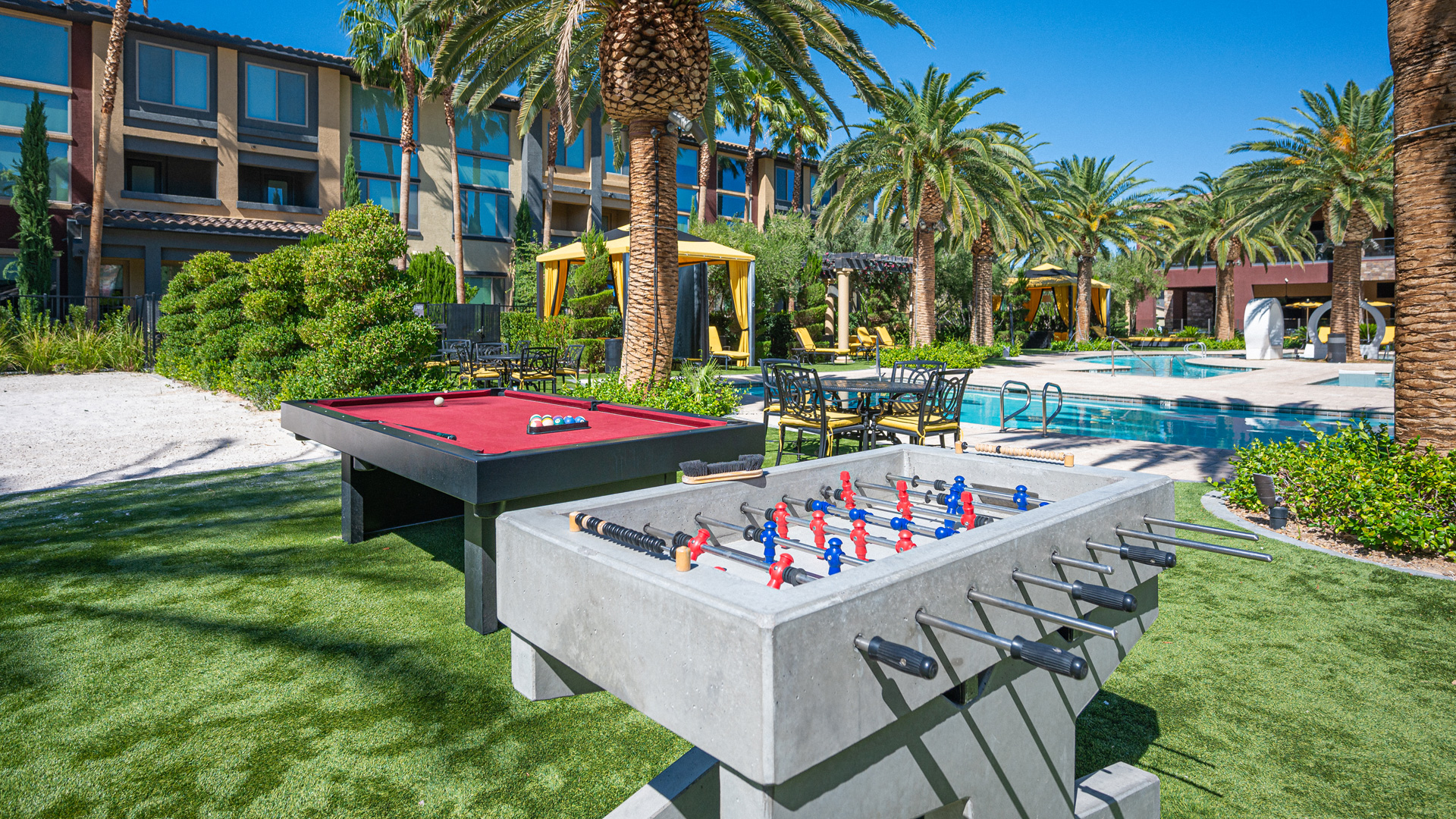 Outdoor Games with pool table and foosball